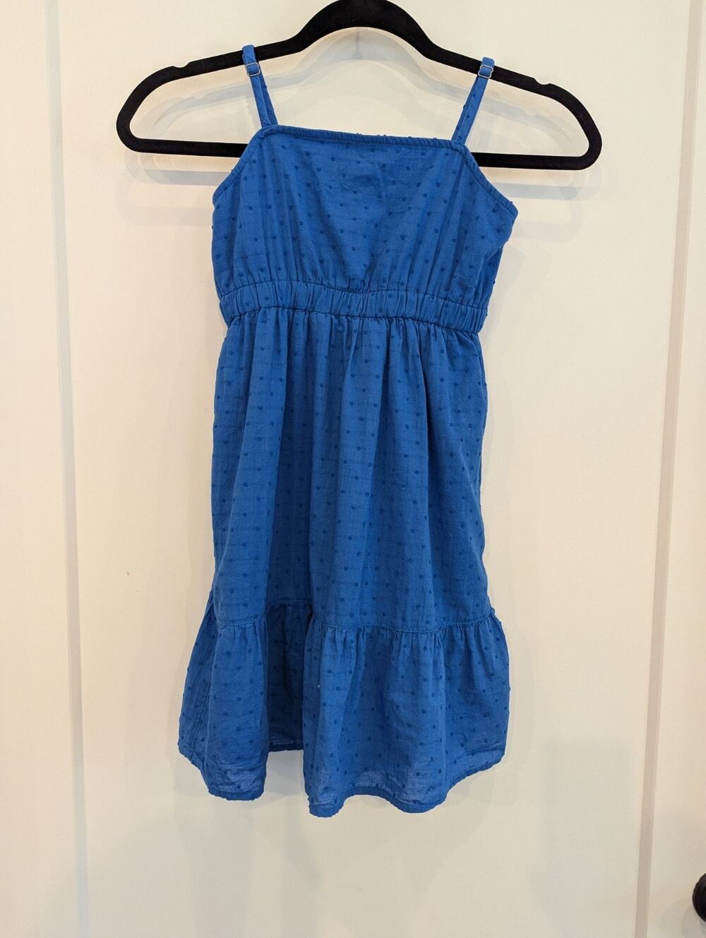 Ambercrombie Kids Girl SunDress Size 9/10 Blue Swiss Dot Lined 100% Cotton EUC
